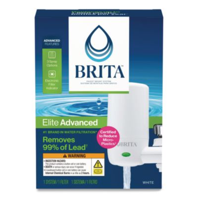 Brita Water Faucet Mount Filtration System, Filter Change Reminder, White, 4/Carton (CLO42201CT) CLO42201CT