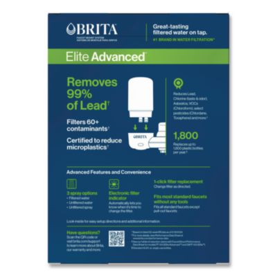 Brita Water Faucet Mount Filtration System, Filter Change Reminder, White, 4/Carton (CLO42201CT) CLO42201CT