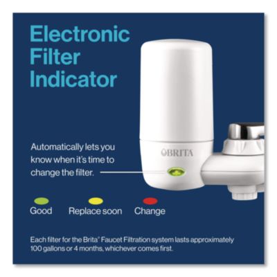 Brita Water Faucet Mount Filtration System, Filter Change Reminder, White, 4/Carton (CLO42201CT) CLO42201CT
