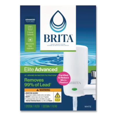 Brita Water Faucet Mount Filtration System, Filter Change Reminder, White, 4/Carton (CLO42201CT) CLO42201CT