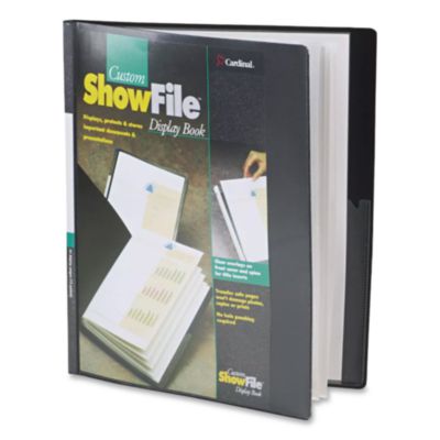 Cardinal ShowFile Display Book with Custom Cover Pocket, 24 Letter-Size Sleeves, Black (CRD50232) CRD50232