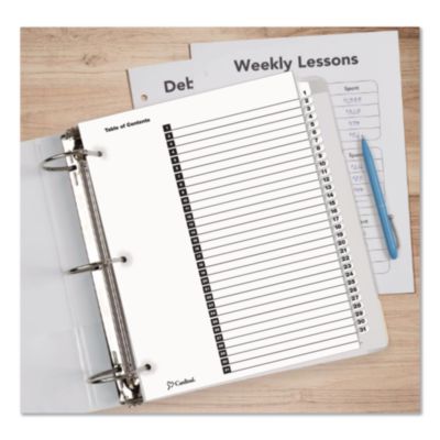Cardinal OneStep Printable Table of Contents and Dividers, 31-Tab, 1 to 31, 11 x 8.5, White, White Tabs, 1 Set (CRD60113) CRD60113