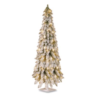 National Tree Company® Pre-Lit Snowy Downswept Forest Slim Tree