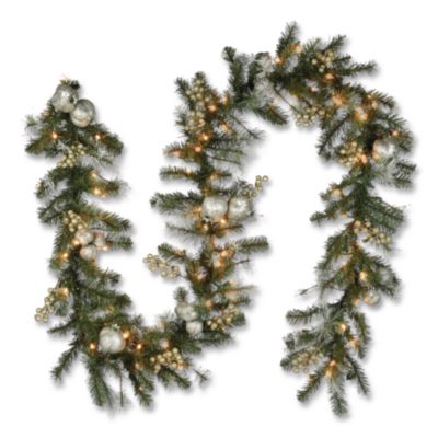 National Tree Company® Pre-Lit Glittery Pine Pomegranate Garland