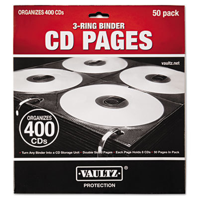 Two-Sided CD Refill Pages for Three-Ring Binder, 8 Disc Capacity,  Clear/Black, 50/Pack - Sandhills Office Supply