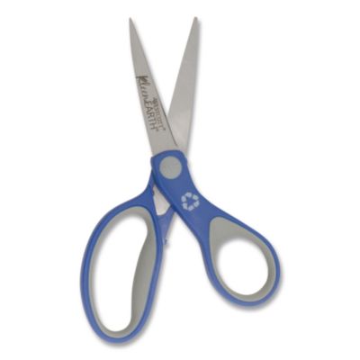 Westcott KleenEarth Soft Handle Scissors, 7" Long, 2.25" Cut Length, Straight Blue/Gray Handle (ACM15553) ACM15553