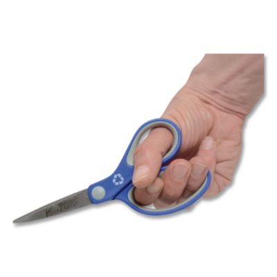 Westcott KleenEarth Soft Handle Scissors, 7" Long, 2.25" Cut Length, Straight Blue/Gray Handle (ACM15553) ACM15553