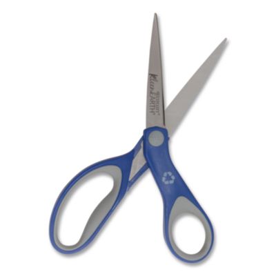 Westcott KleenEarth Soft Handle Scissors, 8" Long, 3.25" Cut Length, Straight Blue/Gray Handle (ACM15554) ACM15554
