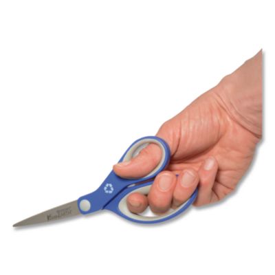 Westcott KleenEarth Soft Handle Scissors, 8" Long, 3.25" Cut Length, Straight Blue/Gray Handle (ACM15554) ACM15554