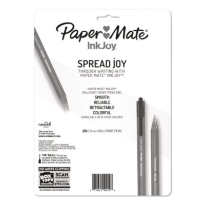 Paper Mate InkJoy 100 RT Ballpoint Pen, Retractable, Medium 1 mm, Assorted Ink and Barrel Colors, 20/Pack (1951396) PAP1951396