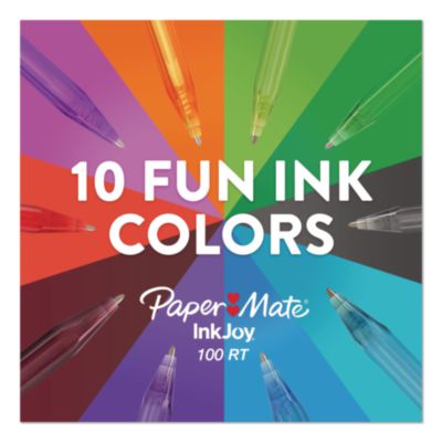 Paper Mate InkJoy 100 RT Ballpoint Pen, Retractable, Medium 1 mm, Assorted Ink and Barrel Colors, 20/Pack (1951396) PAP1951396