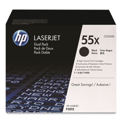 HP 55X, (CE255X-D) 2-Pack High-Yield Black Original LaserJet Toner Cartridges HEWCE255XD