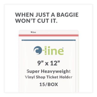 C-Line Industrial Zipper Seal Shop Ticket Holders, Vinyl, Clear, 55", 9 x 12, 15/Box (CLI82912) CLI82912