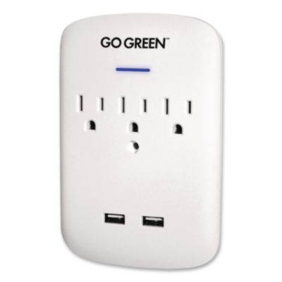 GoGreen Power 3 Outlet 2 USB Wall Tap