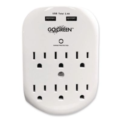 GoGreen Power 6 Outlet 4 USB Wall Tap