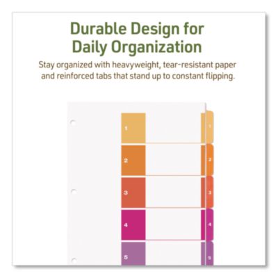 Avery Customizable Table Of Contents Ready Index Dividers With Multicolor Tabs, 5-Tab, 1 To 5, 11 X 8.5, White, 3 Sets (AVE11080) AVE11080