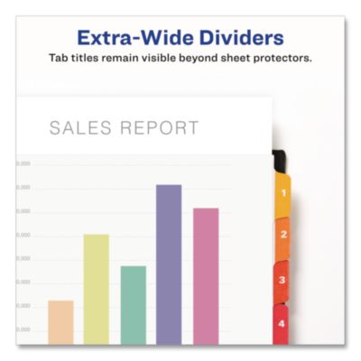 Avery Customizable TOC Ready Index Multicolor Tab Dividers, Extra Wide Tabs, 8-Tab, 1 to 8, 11 x 9.25, White, 1 Set (AVE11163) AVE11163