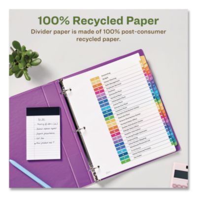 Avery Customizable Table Of Contents Ready Index Dividers With Multicolor Tabs, 26-Tab, A To Z, 11 X 8.5, White, 1 Set (AVE11085) AVE11085