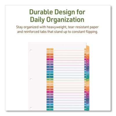 Avery Customizable Table Of Contents Ready Index Dividers With Multicolor Tabs, 26-Tab, A To Z, 11 X 8.5, White, 1 Set (AVE11085) AVE11085