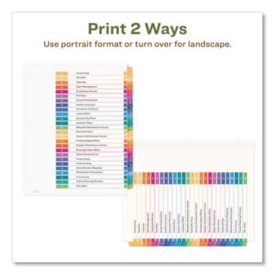 Avery Customizable Table Of Contents Ready Index Dividers With Multicolor Tabs, 26-Tab, A To Z, 11 X 8.5, White, 1 Set (AVE11085) AVE11085