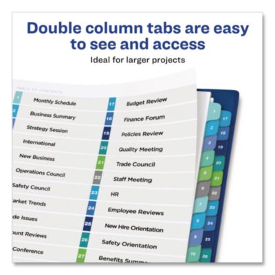 Avery Customizable TOC Ready Index Double Column Multicolor Tab Dividers, 32-Tab, 1 to 32, 11 x 8.5, White, 1 Set (AVE11322) AVE11322