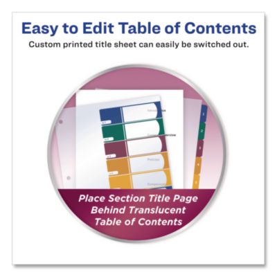 Avery Customizable Table Of Contents Ready Index Dividers With Multicolor Tabs, 8-Tab, 1 To 8, 11 X 8.5, Translucent, 1 Set (AVE11817) AVE11817
