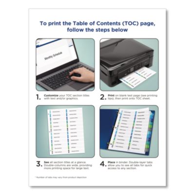 Avery Customizable TOC Ready Index Double Column Multicolor Tab Dividers, 32-Tab, 1 to 32, 11 x 8.5, White, 1 Set (AVE11322) AVE11322