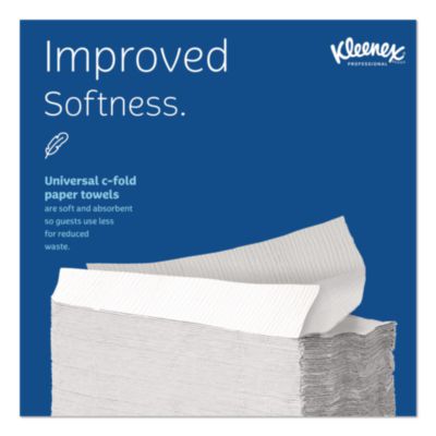 KleenexC-Fold Paper Towels, 1-Ply, 10.13 x 13.15, White, 150/Pack, 16 Packs/Carton (01500) KCC01500