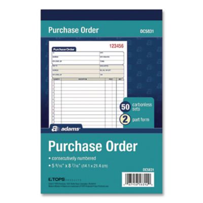 Adams Multipart Purchase Order Pad, Two-Part Carbonless, 7.94 x 5.56, 50 Forms/Pad, 10 Pads/Pack (ABFDC583110) ABFDC583110