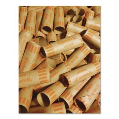 CONTROLTEK Gunshell Crimped-End Coin Wrapper, Quarters, $10.00, Kraft/Orange, 1,000/Carton (CNK560054) CNK560054