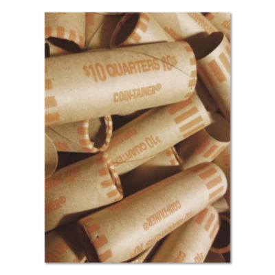 CONTROLTEK Gunshell Crimped-End Coin Wrapper, Quarters, $10.00, Kraft/Orange, 1,000/Carton (CNK560054) CNK560054