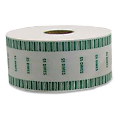 CONTROLTEK Automatic Coin Wrapper Roll for Coin Wrapping Machines, Dimes, $5.00, Kraft/Green, 2,000/Roll, 8 Rolls/Carton (CNK575036) CNK575036