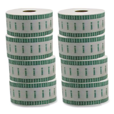 CONTROLTEK Automatic Coin Wrapper Roll for Coin Wrapping Machines, Dimes, .00, Kraft/Green, 2,000/Roll, 8 Rolls/Carton (CNK575036) CNK575036