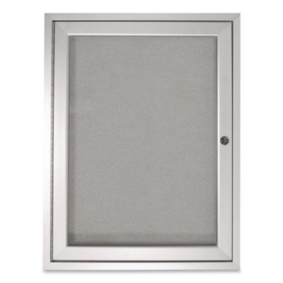 Ghent 1 Door Enclosed Vinyl Bulletin Board with Satin Frame
