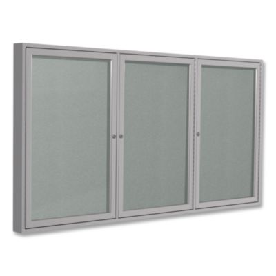Ghent 3 Door Enclosed Vinyl Bulletin Board with Satin Frame