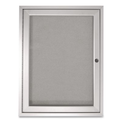 Ghent 1 Door Enclosed Vinyl Bulletin Board with Satin Frame