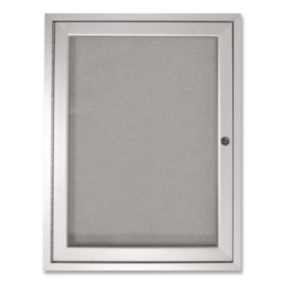 Ghent 1 Door Enclosed Vinyl Bulletin Board with Satin Frame