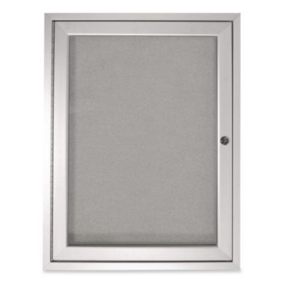 Ghent 1 Door Enclosed Vinyl Bulletin Board with Satin Frame