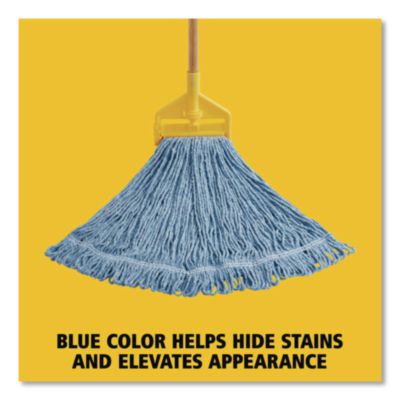 Rubbermaid Commercial Super Stitch Blend Mop Head, Medium, Cotton/synthetic, Blue, 6/carton (RCPD212BLU) RCPD212BLU