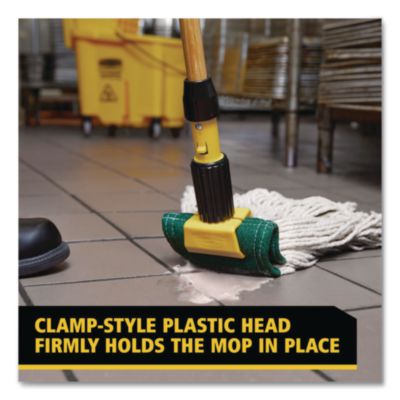 Rubbermaid Commercial Gripper Hardwood Mop Handle, 1.13" dia x 60", Natural/Yellow (RCPH216) RCPH216