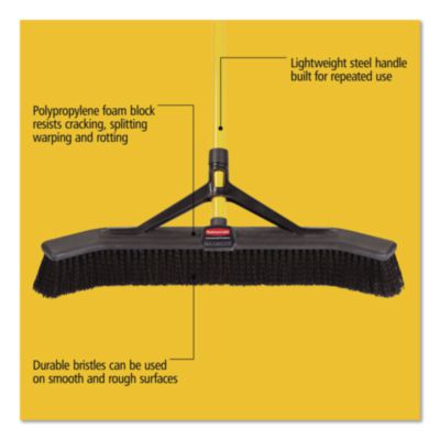 Rubbermaid Commercial Maximizer Push-To-Center Broom, Poly Bristles, 36 X 58.13, Steel Handle, Yellow/black (RCP2018728) RCP2018728