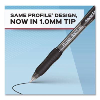 Paper Mate Profile Ballpoint Pen, Retractable, Medium 1 mm, Black Ink, Translucent Black Barrel, 8/Pack (2095460) PAP2095460