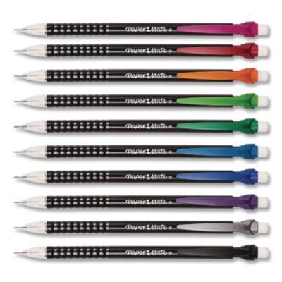 Paper Mate Write Bros Mechanical Pencil, 0.7 mm, HB (#2), Black Lead, Black Barrel with Assorted Clip Colors, 24/Box (2096310) PAP2096310