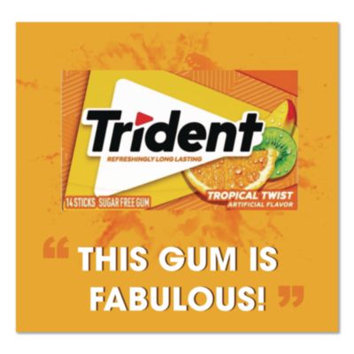 Trident Sugar-Free Gum, Tropical Twist, 14 Sticks/pack, 12 Packs/box (CDBMOZ01110) CDBMOZ01110