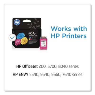 HP 62XL, (C2P07AN) High-Yield Tri-Color Original Ink Cartridge HEWC2P07AN