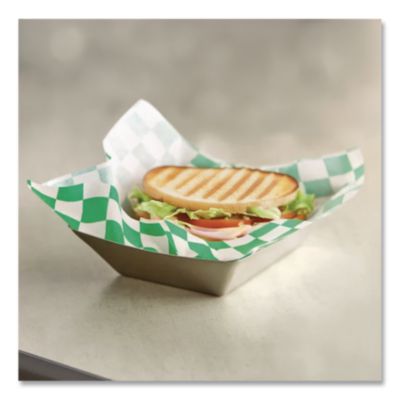 Bagcraft Grease-Resistant Paper Wraps And Liners, 12 X 12, Green Check, 1,000/box, 5 Boxes/carton (BGC057950) BGC057950