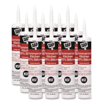 DAP Commercial Kitchen Silicone Sealant, 9.8 oz Tube, White (DAP7079808656) DAP7079808656
