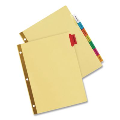 Office Essentials Plastic Insertable Dividers, 8-Tab, 11 x 8.5, Assorted Tabs, 1 Set (AVE11467) AVE11467