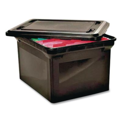 Advantus File Tote with Lid, Letter/Legal Files, 14.25" x 18" x 10.88", Black (AVT34052) AVT34052