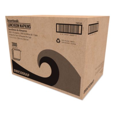 Boardwalk 1/4-Fold Lunch Napkins, 1-Ply, 12" x 12", White, 500/Pack (BWK500NAPPK) BWK500NAPPK